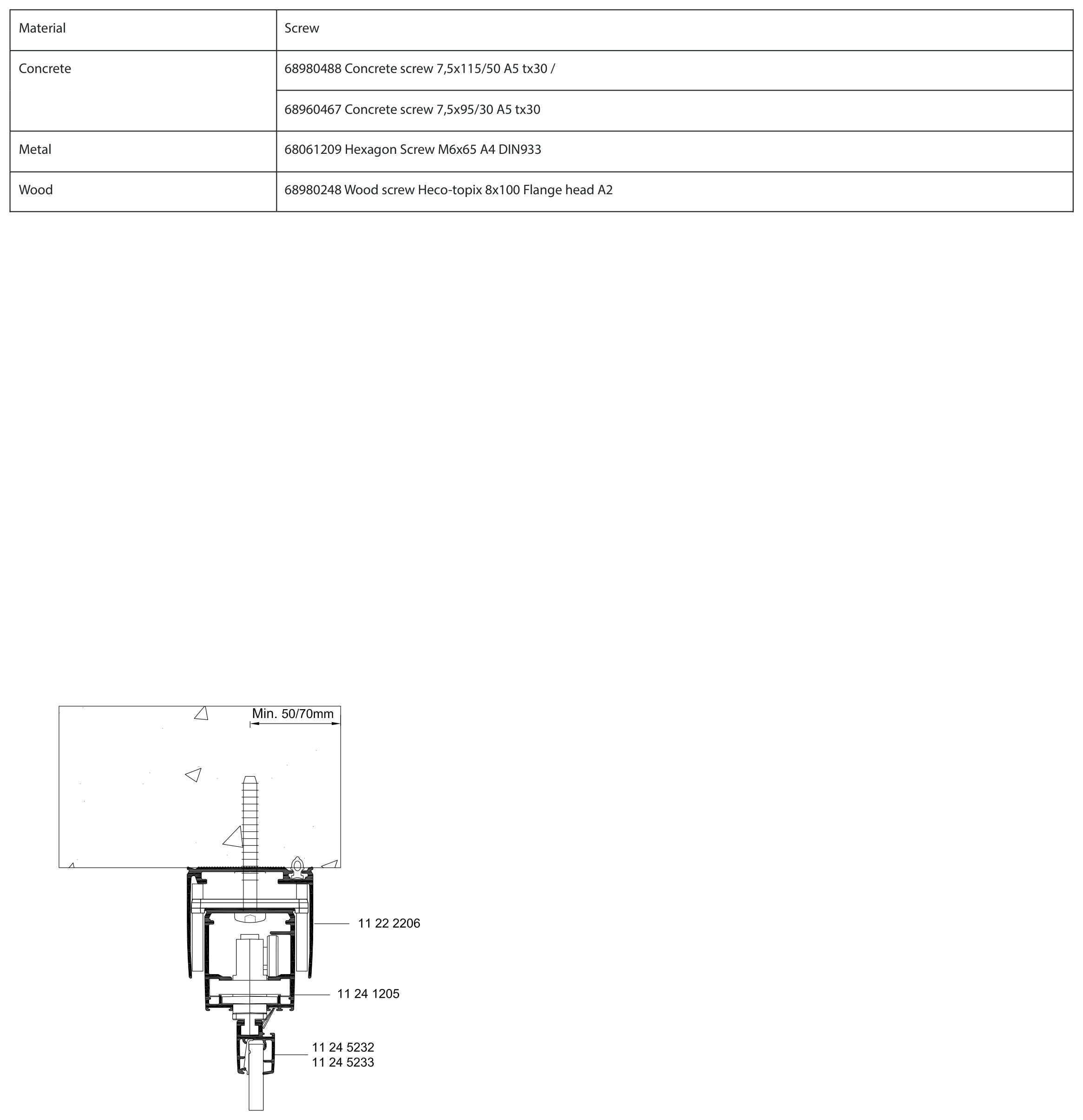 Upper telescopic profile