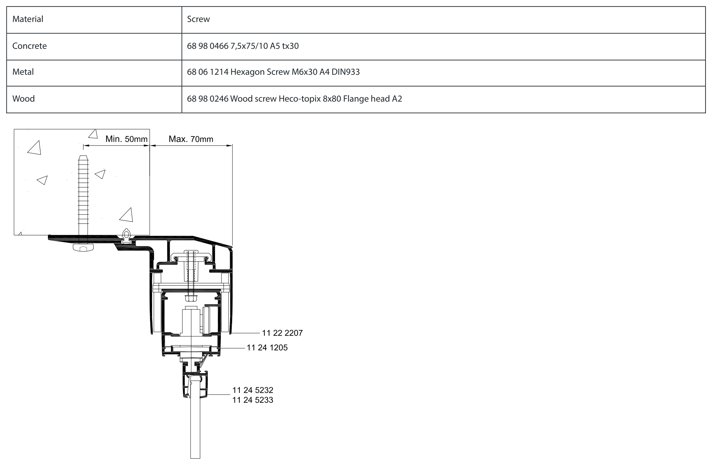 Telescopic profile with flange