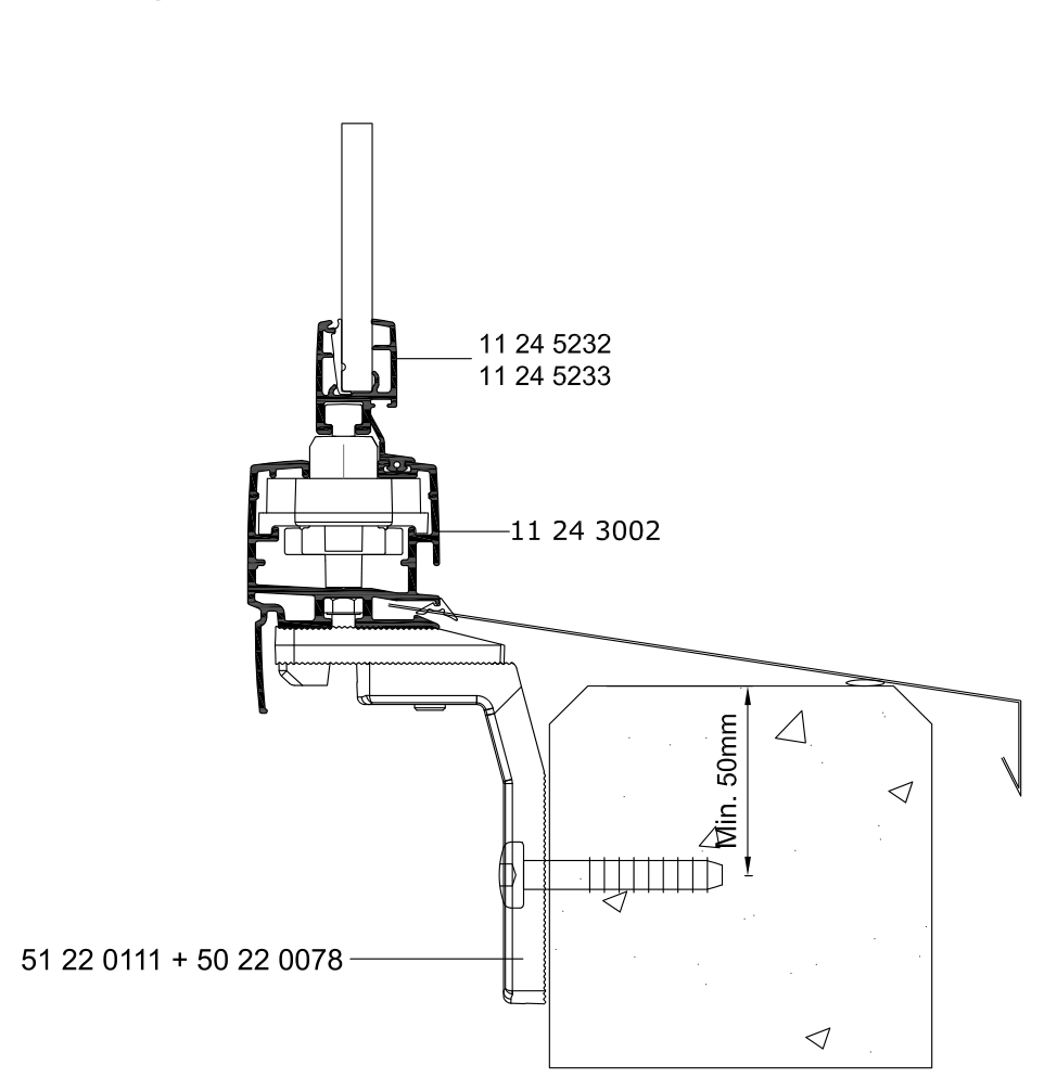 Flanged lower profile with bracket and water sill